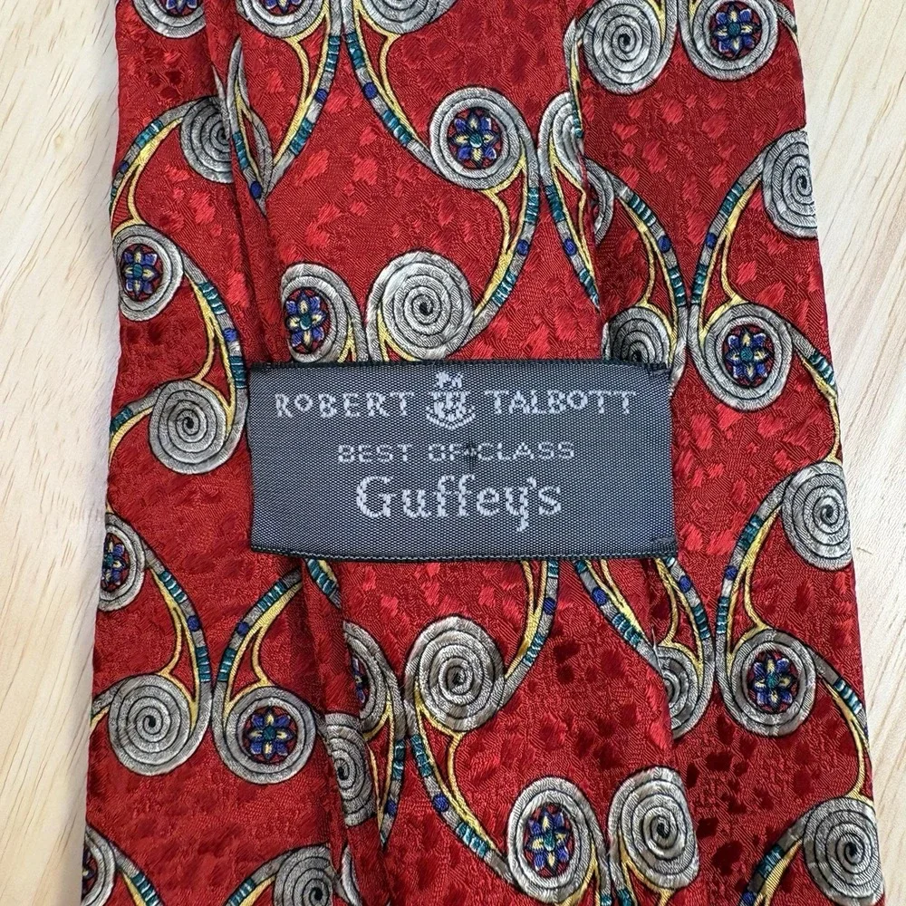 Robert Talbott Men's Red Geometric Abstract Woven Silk Designer Tie One Size